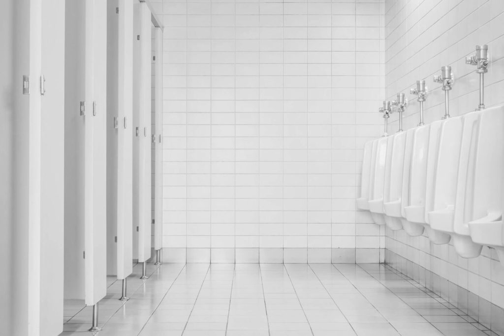 clean and sterile looking public restroom